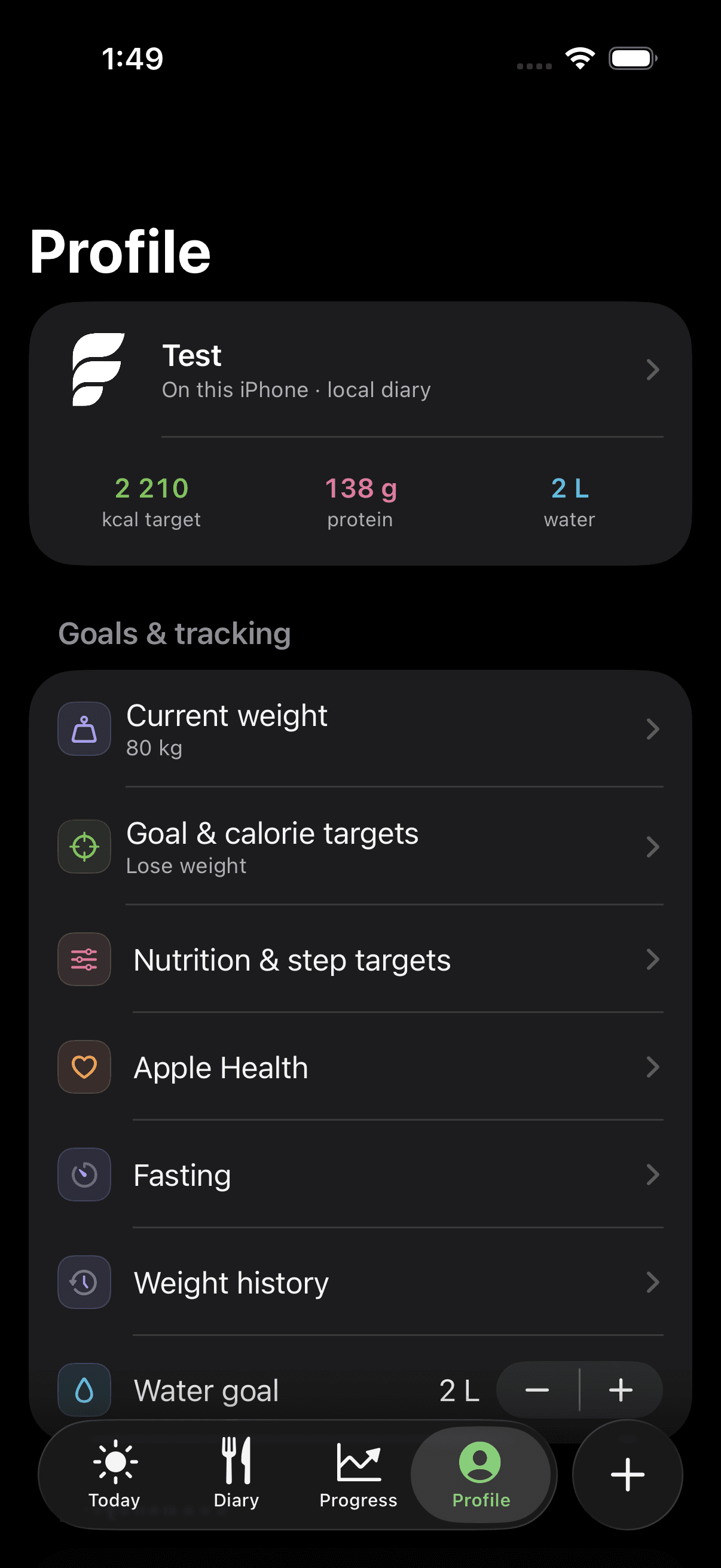 Plateful profile and settings